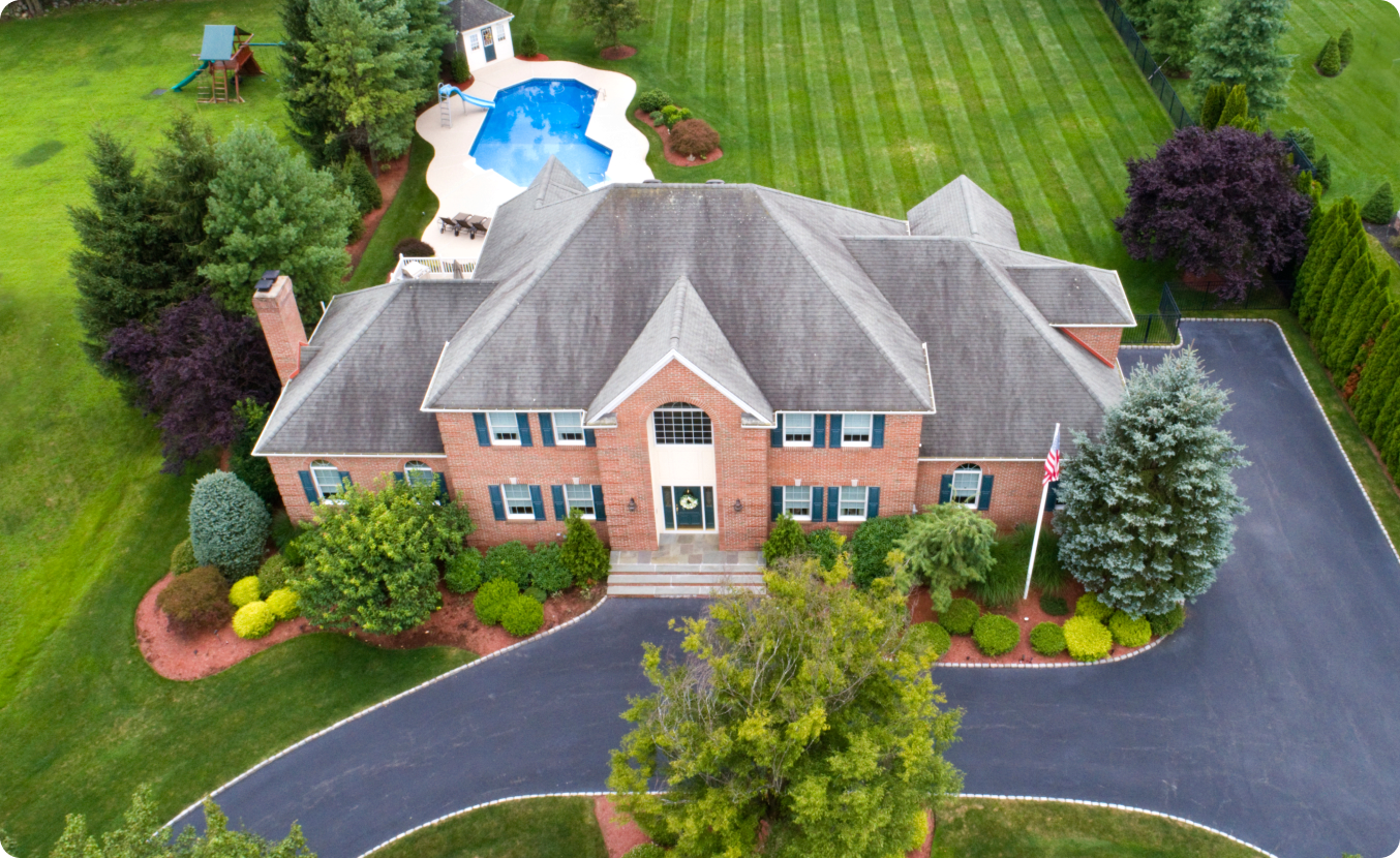 Spacious yard with swimming pool